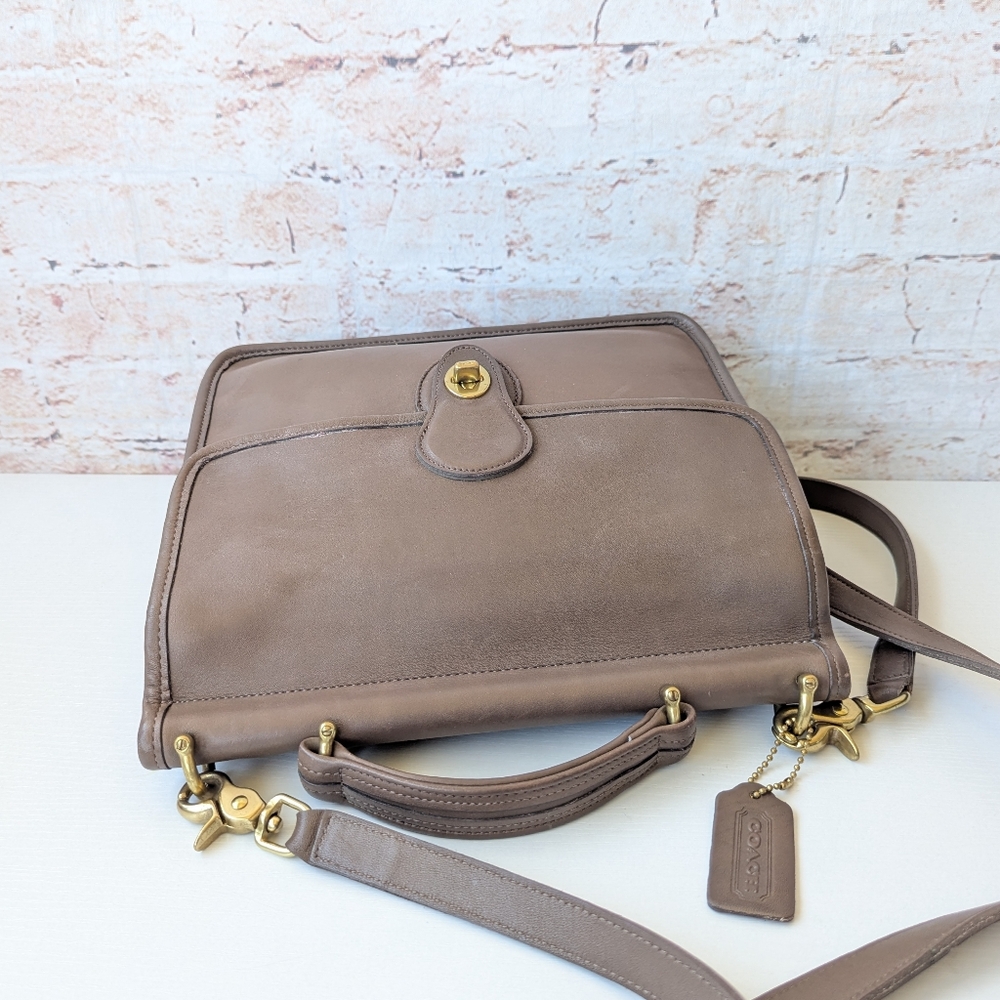 Coach Taupe Leather Top Handle Crossbody Bag with Gold Hardware - Picture 10 of 15